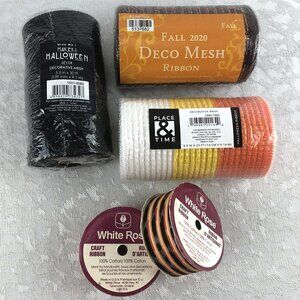 Halloween Ribbon Bundle: Decorative Mesh and Craft Ribbons (5 spools) NWT